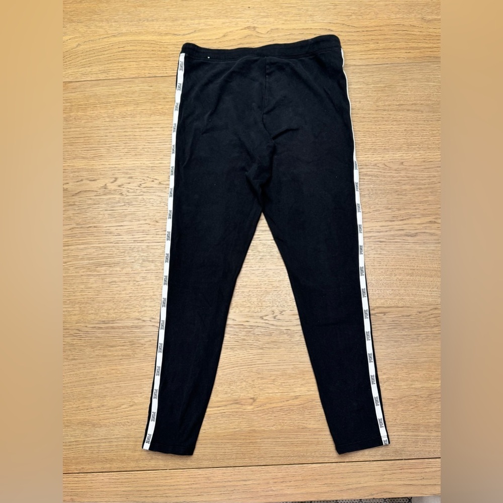 PINK Victoria's Secret Kids Black Leggings with White Stripes - Picture 4 of 6